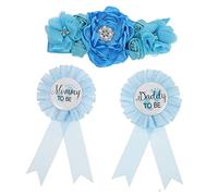 ANDRESLAD 1set Maternity Sash and Mommy Daddy Corsages for Pregnancy Announcement Shower and Gender Reveal Photography Keepsake Sash Badges Soft and Material