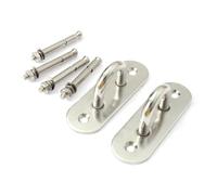 ANDRESLAD 2 PCS Large Stainless Steel Ceiling Hooks with Non-Detachable Base Plate Brushed Texture Mount Hangers for Hanging Ornaments Balls Balloons and Decorative Items