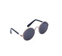 ANDRESLAD 2 pcs Pet Sunglasses for Small Dogs and Cats Black Metal Frame Stylish Glasses Comfortable Eye Protection Photography Prop for Pets