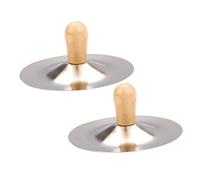 ANDRESLAD 2 Pieces Finger Cymbals with Wooden Handles Metal Hand Percussion Cymbals for Boys and Girls Musical Instrument Toy Suitable for Dance and Rhythm Practice