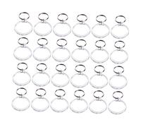 ANDRESLAD 24PCS Acrylic Photo Frame Keychain Round Shaped Key Ring for DIY Personalization Empty Picture Frame Keyring for Friends Family and Colleagues White