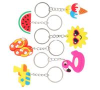 ANDRESLAD 24pcs Hawaiian Summer Keychain with Beach-themed PVC Bag Charms Cute Hanging Ornaments Including Flamingo Ice Cream Watermelon Flip-flop and Water Gun for Party Favors and Handbag