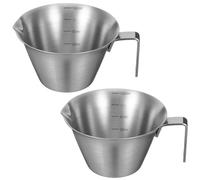 ANDRESLAD 2PCS 100ml Stainless Steel Espresso Shot Measuring Cups Dual Scale and Double Spout, Metal Espresso Coffee Machine Cups for Precise Coffee Extraction and Accessories