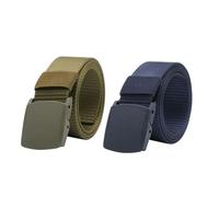 ANDRESLAD 2Pcs Adjustable Canvas Waist Belt for Men Lightweight Outdoor Training Belt with Plastic Buckle Green Dark Blue Tear-resistant for Casual Wear and Exploration