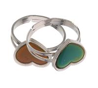 ANDRESLAD 2Pcs Adjustable Color Changing Mood Rings Unisex Heart Shape Temperature Sensitive Jewelry for Women and Men Stylish Bohemian Open Band Emotion Rings