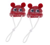 ANDRESLAD 2pcs Adjustable Knitted Small Animal Hats Lightweight Breathable Crochet Pet Headwear for Hamsters Guinea Pigs Birds with Cord Lock Comfortable Fit