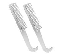ANDRESLAD 2pcs Aluminum Metal Comb Set for Pets Sturdy Grooming Tool with Smooth Polished Edges for Cats Dogs Horses Portable Travel Use