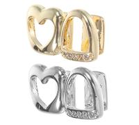 ANDRESLAD 2pcs Bling Tooth Jewelry Grills for Men and Women Rhinestone Hip Hop Mouth Charms Gold and Silver Halloween Costume Accessories Sparkling Teeth Decoration