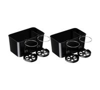 ANDRESLAD 2pcs Car Armrest Storage Box Organizer with Built Cup Holder and Tissue Box Holder Multifunctional Car Interior Storage Tray for Secure Drink Placement and Easy Access to