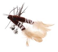 ANDRESLAD 2pcs Cat Teaser Replacement Heads with Brown Plume Dragonfly Design, Interactive Kitten Wand Refills for Indoor Cat Play and Teasing