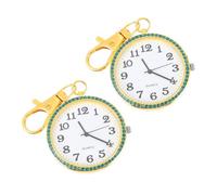 ANDRESLAD 2pcs Clip Pocket Watch Keychain Key Ring Rhinestone Watch for Medical Students Women Men Boys and Girls Nurse Portable Upside Down Reading