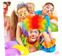 ANDRESLAD 2pcs Clown Afro Wigs Rainbow and Red Curly Costume Hair Day Accessories for Party Halloween Disco Theme Vibrant Soft Lightweight Easy Wear