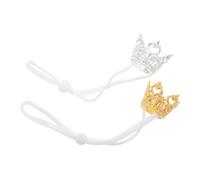 ANDRESLAD 2pcs Crown for Hamsters Adjustable Elastic Chin Strap Small Animal Headwear Cute Tiny Pet Crown for Birthday Parties Photo Props Pet Dress Up