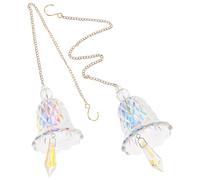 ANDRESLAD 2pcs Crystal Hanging Sun Catcher Wind Chime Bells Window Ornament for Garden Outdoor Decor Rainbow Glass Pendant Box