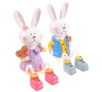 ANDRESLAD 2Pcs Dangly Leg Bunny Figurines Rabbit Ornament Easter Adornment Decorative Resin Craft Home Party Shelf Decorations Random Color
