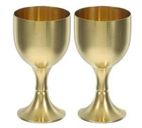 ANDRESLAD 2pcs Decorative Copper Alloy Goblets Small Metal Buddhism Cups for Water Offering Temple Decor Collectible