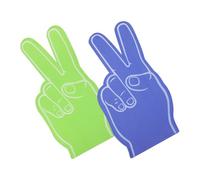 ANDRESLAD 2Pcs EVA Foam Fingers for Sports Events and Parties Lightweight Cheerleading Props in Blue and Green Printed Finger Cheer Accessories for Basketball Soccer Rallies