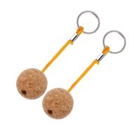 ANDRESLAD 2pcs Floating Cork Ball Keyring with Strong Rope Lightweight Buoyant Keychain for Kayaking Boating Fishing and Water Sports Compressed Cork Material Yellow