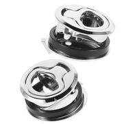 ANDRESLAD 2Pcs Flush Mount Marine Hatch Pull 2" Round Zinc Alloy Boat Slam Latch without Lock Core Yacht Deck Cabin Door Hardware for Kayak, Motorhome, and Cargo Trailer Replacement