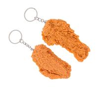 ANDRESLAD 2pcs Fried Chicken Leg and Wing Keyring Artificial Cooked Chicken Pendant PVC Food Keychain Backpack and Bag Accessories Car Key Holder As Shown