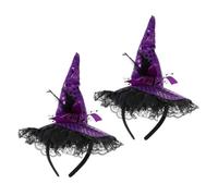 ANDRESLAD 2pcs Halloween Witch Hat Hairbands with Sequins Lightweight Purple Headbands for Party Costume Accessories and Comfortable Hair Hoops for Halloween Festivities