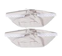 ANDRESLAD 2pcs Large Oval Basket Liners Cloth Inserts Rustic Linen Fabric Replacement for Wicker and Rattan Picnic Baskets Soft Stain-resistant Bottom Liners for Kitchen Storage and