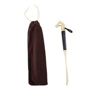 ANDRESLAD 2pcs Long Handle Shoe Horn Metal Wood Shoehorn with Creative Horse Head Tip for Seniors Pregnant Women Disabled Shoe Lifter and Remover with Flannel Bag