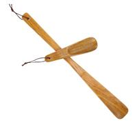 ANDRESLAD 2pcs Long Handle Wooden Shoe Horn for Adults Seniors Portable Short Handle Shoe Helper for Comfortable Footwear