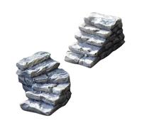 ANDRESLAD 2pcs Micro Landscape Stone Steps Straight Curved Garden Stair Models for Dollhouse Scenery Decoration Easy Install Pathway Accessories for Micro Landscaping