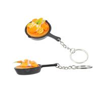 ANDRESLAD 2pcs Mini Frying Pan Ornament Cute Pendant Car Key Chain Food Keychain Ring Lanyards Cake Decorating Food Pendant Keychain Simulated Mini Food Pendant Handbag Keychain Fidget Alloy