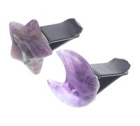 ANDRESLAD 2Pcs Natural Amethyst Crystal Car Air Vent Clips Moon and Star Decorations Car Air Outlet Clips Dashboard Ornaments for Women