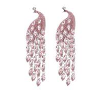 ANDRESLAD 2Pcs Pink Crystal Peacock Brooch Pin with Tassel, Vintage Large Tail Peacock Lapel Pin for Women’S Coat, Sweater, Hat and Backpack Decorative Accessory