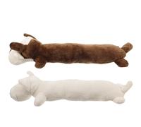 ANDRESLAD 2pcs Plush Dog Chew for Teeth Grinding, Interactive Sturdy Molar for Puppies and Adult Dogs, Soft Brown and White Stuffed Pet Playthings for Enrichment