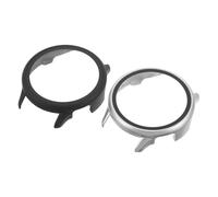 ANDRESLAD 2Pcs Shockproof Tempered Glass Watch Case Cover Compatible with Garmin Active 6, Full Coverage Matte Black Protective Screen Protector for Smartwatch