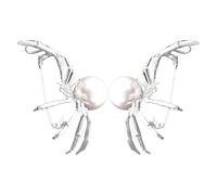 ANDRESLAD 2pcs Spider Brooch Pins Silver Base with White Pearl Lightweight Halloween Jewelry Badge for Clothing Hats Party Costumes Elegant Spooky Animal Decoration