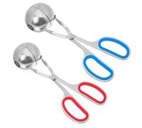 ANDRESLAD 2pcs Stainless Steel Meatball Maker with Non-Stick Scoop and Ergonomic Anti-Slip Handles Meat Baller Clips for Kitchen Use Effortless Meatball Shaping and Presentation Red Ring