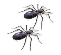 ANDRESLAD 2pcs Vintage Rhinestone Spider Brooch Bling Lapel Pin for Women Men Alloy Halloween Badge for Suits Coats Bags Unique Insect Jewelry Decoration