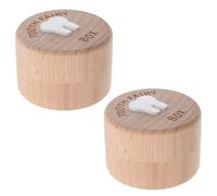 ANDRESLAD 2pcs Wooden Tooth Fairy Keepsake Boxes for Tooth Storage Organizer Diameter 5.2cm Height 3.5cm