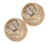 ANDRESLAD 2pcs Woven Rattan Lampshade Elegant Bamboo Pendant Light Covers Soft Light Diffuser Decorative Ceiling Fixture for Home Restaurant Farmhouse Style