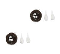 ANDRESLAD 2sets Artificial Bird Nest Decorative Eggs Handmade Ornament for Garden Balcony and Room Decor for Photography Props and Festive Celebrations