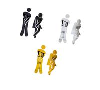 ANDRESLAD 3pcs 3D Acrylic Mirror Toilet Stickers Removable Bathroom Wall Decals Funny Washroom Decor for Hotel and Restaurant Black Gold Silver Assorted Designs