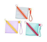 ANDRESLAD 3pcs Mini Mesh Makeup Bags with Zipper and Lanyard Portable Small Lipstick Storage Pouches for Travel Multifunctional Organizer for Coins Earphones Cards Compact Lightweight