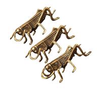 ANDRESLAD 3pcs Retro Brass Cricket Figurines Small Cricket Statue Desk Decoration Solid Brass Insect Sculpture Space-saving Vintage Style Ornament for Office and Home