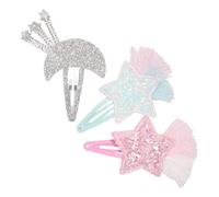 ANDRESLAD 3pcs Star Glitter Hair Clips for Little Girls Charming Snap Barrettes Sequins Dazzling Hair Accessories and Moon Designs for Any Hairstyle