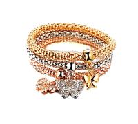 ANDRESLAD 3pcs Tricolor Pendant Bracelet Set for Women Elastic Popcorn Corn Chain with Butterfly Charm Present for Any Occasion Fashionable Jewelry for Ladies and Girls