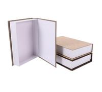 ANDRESLAD 3pcs Vintage Book Shaped False Book Boxes Simulation Adornments in Khaki Dark and Light Brown Lightweight Storage and Decor for Office Display