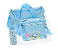 ANDRESLAD 4-in-1 Large Capacity Baby Diaper Bag Set for Moms Changing Pad and Travel Tote Sky Blue Multi-Functional Mummy Handbag Car Pattern