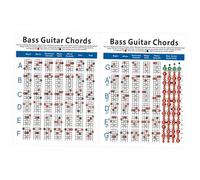 ANDRESLAD 4 String Large Electric Bass Guitar Chord Chart Diagram with Chords for Beginners Note Formations and Exercise Guide for E D Tuning