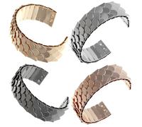 ANDRESLAD 4pcs Adjustable Fish Scale Metal Bangles for Women Punk Open Cuff Bracelets in Gold Silver Rose Gold and Gun Black Chunky Wrist Jewelry with Lightweight Design