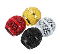 ANDRESLAD 4pcs Microphone Grill Replacement Mesh Metal Head for Wireless Mic, Compatible with Sm58, Colorful Set Including Black, Gold, Red, White, Professional Mic Accessories for Live